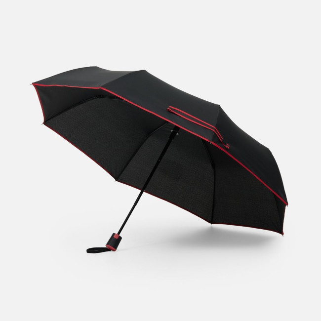 Зонт складной Edgeline, черный с красным